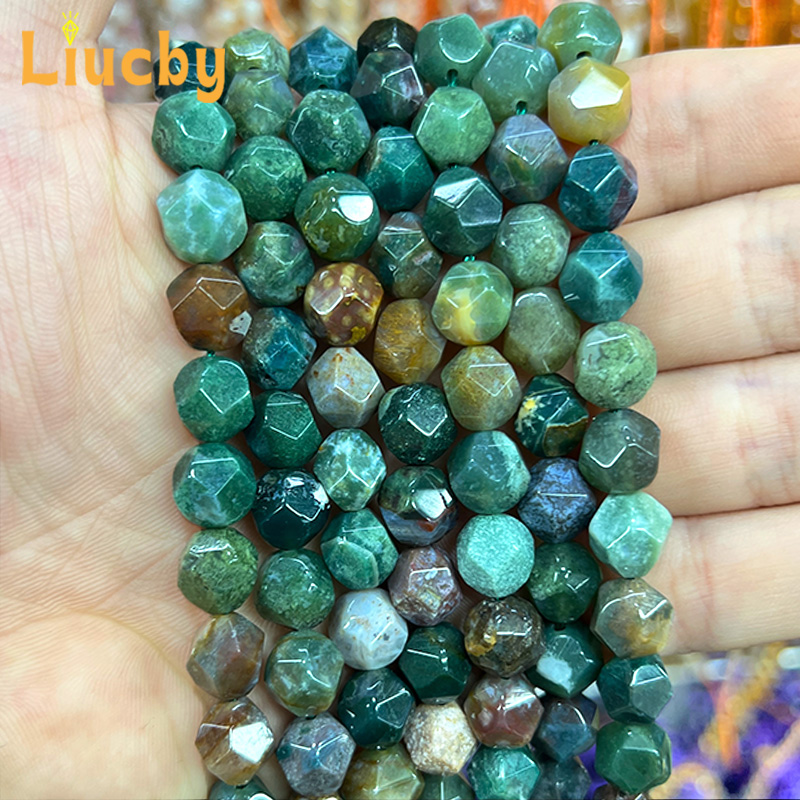 Ethnic Fashion India - หินธรรมชาติ Faceted อินเดียอาเกตทําด้วยมือลูกปัดสําหรับเครื่องประดับ DIY พวงกุญแจแหวนอุปกรณ์เสริมสร้อยข้อมือ 15