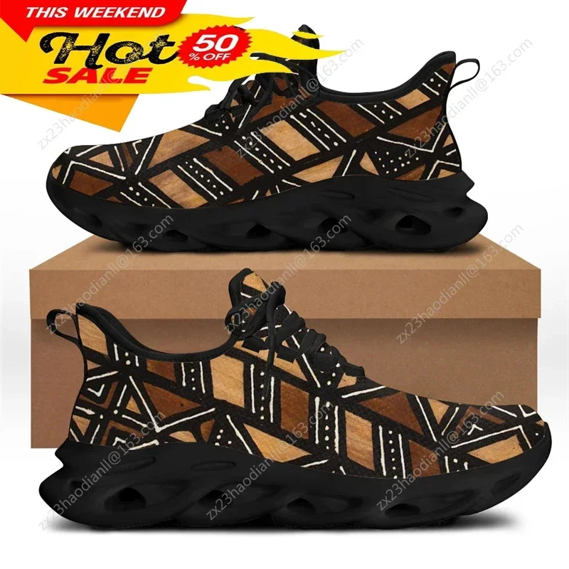 Ethnic Fashion For Women - รองเท้าผ้าใบลายชนเผ่าแอฟริกันสำหรับผู้ชาย รองเท้าวิ่งแฟชั่นใหม่สำหรับผู้ชาย ควบคุมการเคลื่อนไหวได้ดี รองเท้าแบบผูกเชือก