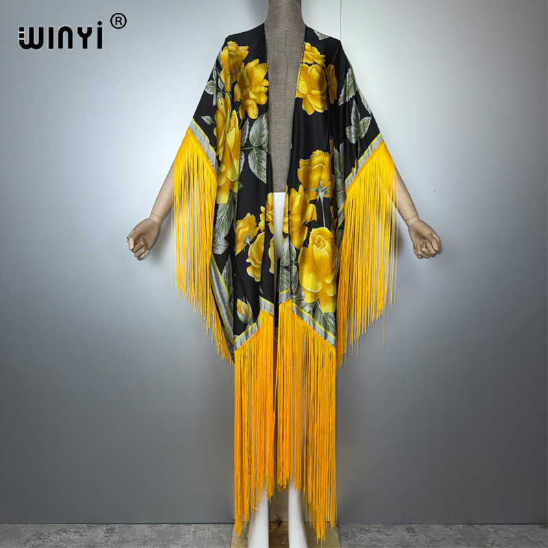 Kaftan Women Boho - WINYI Africa ชุดคลุมกิโมโนลายโบฮีเมียน ชุดคลุมบิกินี่ แฟชั่นหรูหรา เสื้อคลุมคาร์ดิแกนสุดเซ็กซี่