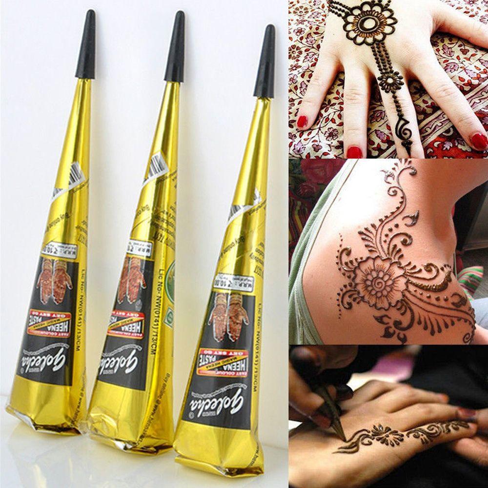 Ethnic Fashion India - ธรรมชาติแฟลชชั่วคราว Tattoo วาง Black Henna Body