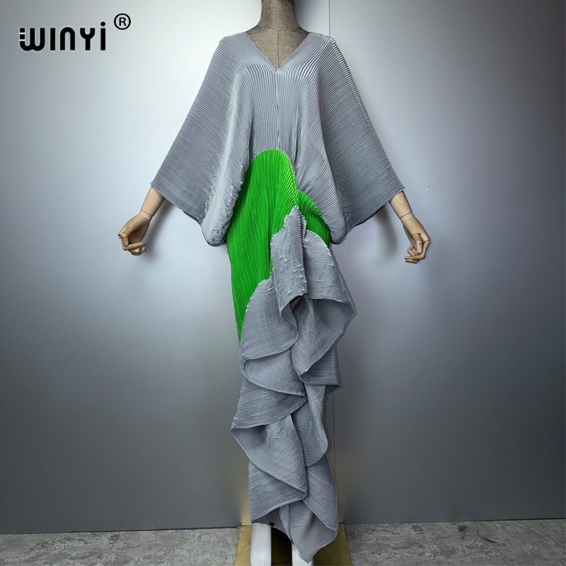Kaftan Women Boho - ชุดเดรสทรงพลีทเข้ารูป WINYI รุ่นใหม่ สำหรับผู้หญิง แฟชั่นชุดคลุมชายหาด มุสลิม