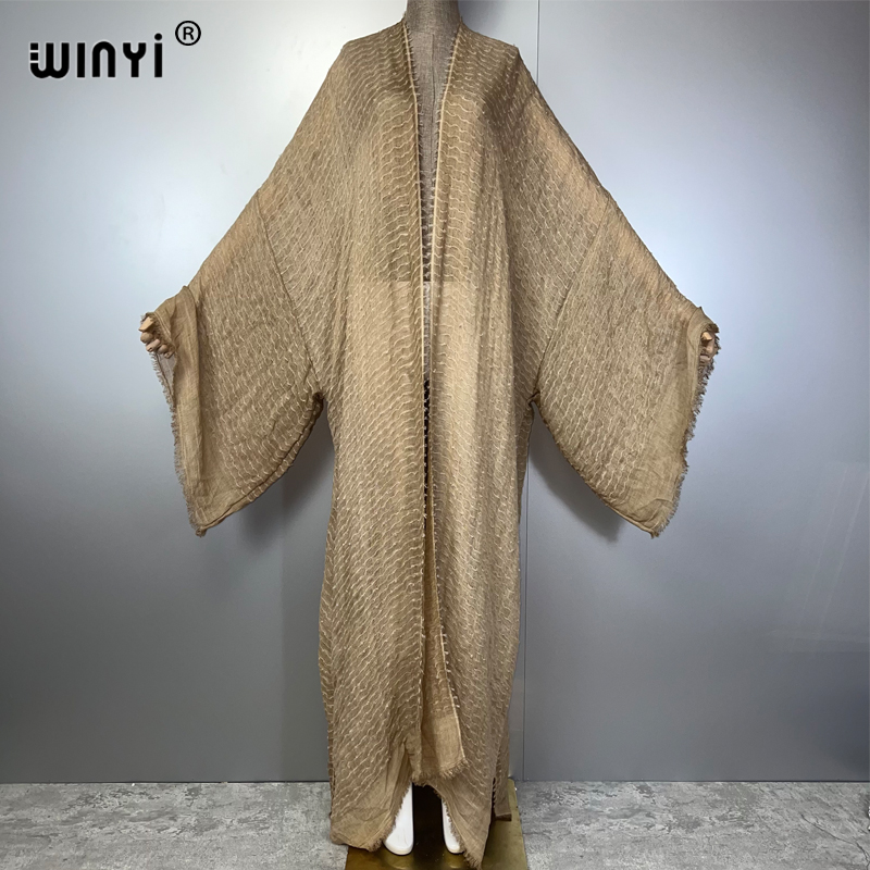 Kaftan Women Boho - WINYI ชุดกิโมโนลายเรขาคณิต คาฟตัน ชุดชายหาด เสื้อคลุม ชุดราตรี