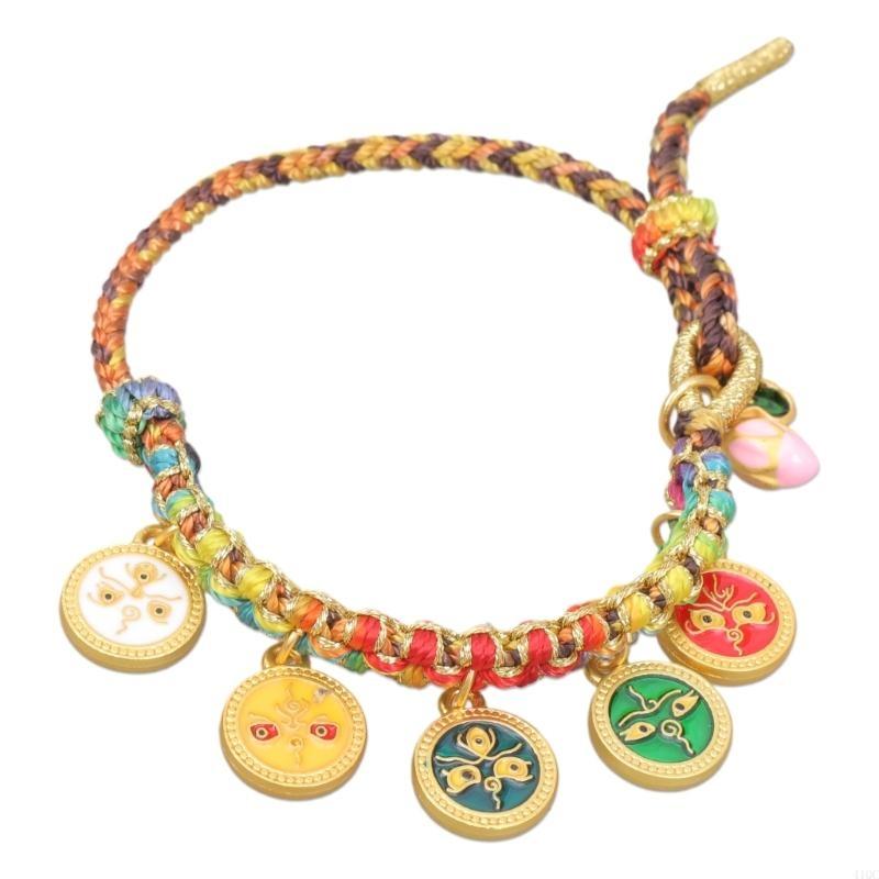Ethnic Fashion Way - ชาติพันธุ์สร้อยข้อมือทอมือทิเบต Thangka แรงบันดาลใจ Handchain Peach Knot