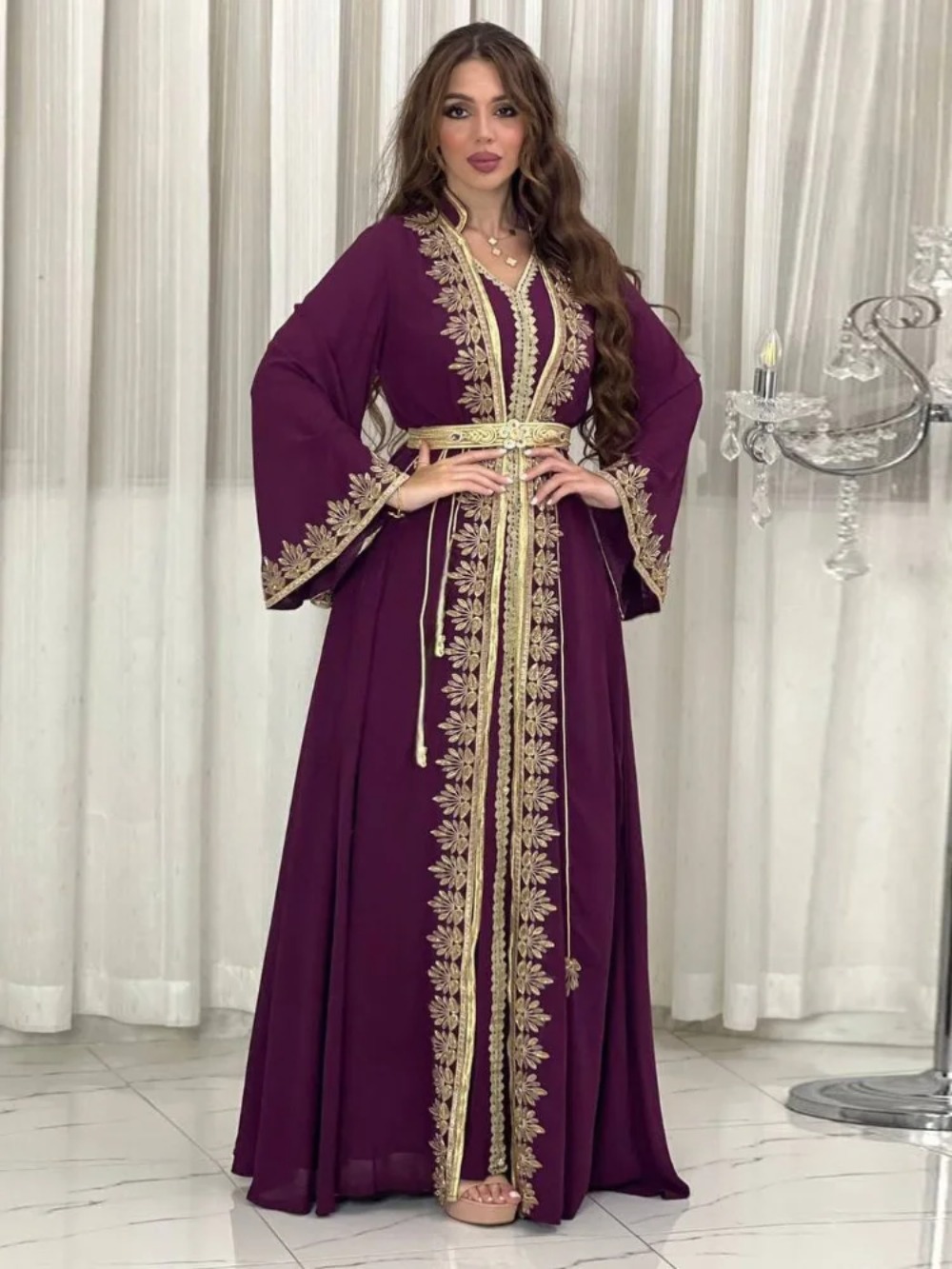 Jalabiya Women Arabic - Eid ชุดเดรสปาร์ตี้มุสลิมหญิง jalabiya ชุด2ชิ้นเย็บปักอาหรับเสื้อคลุมยาวรอมฎอนโมโรคโกดูไบอาบายะอิสลาม