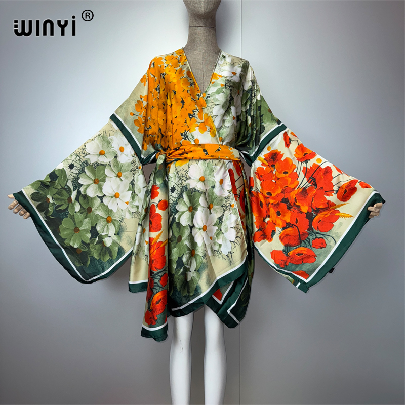 Kaftan Women Boho - WINYI ฤดูร้อนกิโมโนผ้าไหมความรู้สึกสั้นเสื้อสเวตเตอร์ถัก boho kaftan สําหรับผู้หญิง COVER-up