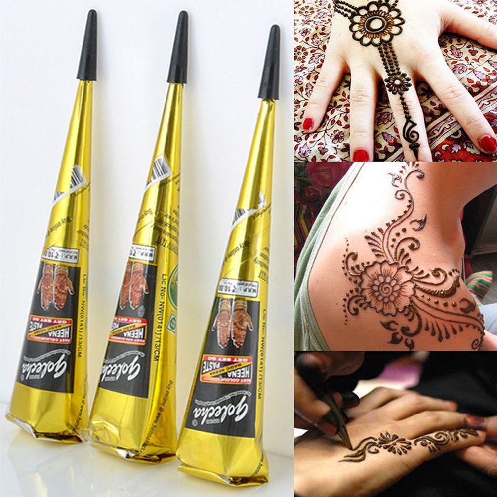 Ethnic Fashion India - ธรรมชาติแฟลชชั่วคราว Tattoo วาง Black Henna Body