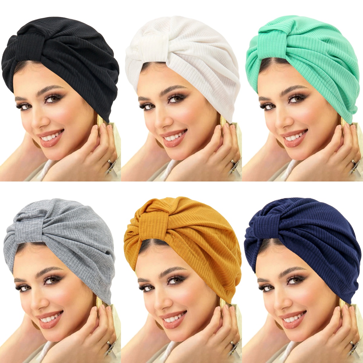 Ethnic Fashion India - ใหม่สีทึบผู้หญิงมุสลิม Hijab หมวกห่อหัวอินเดีย Turban Bonnet แฟชั่น