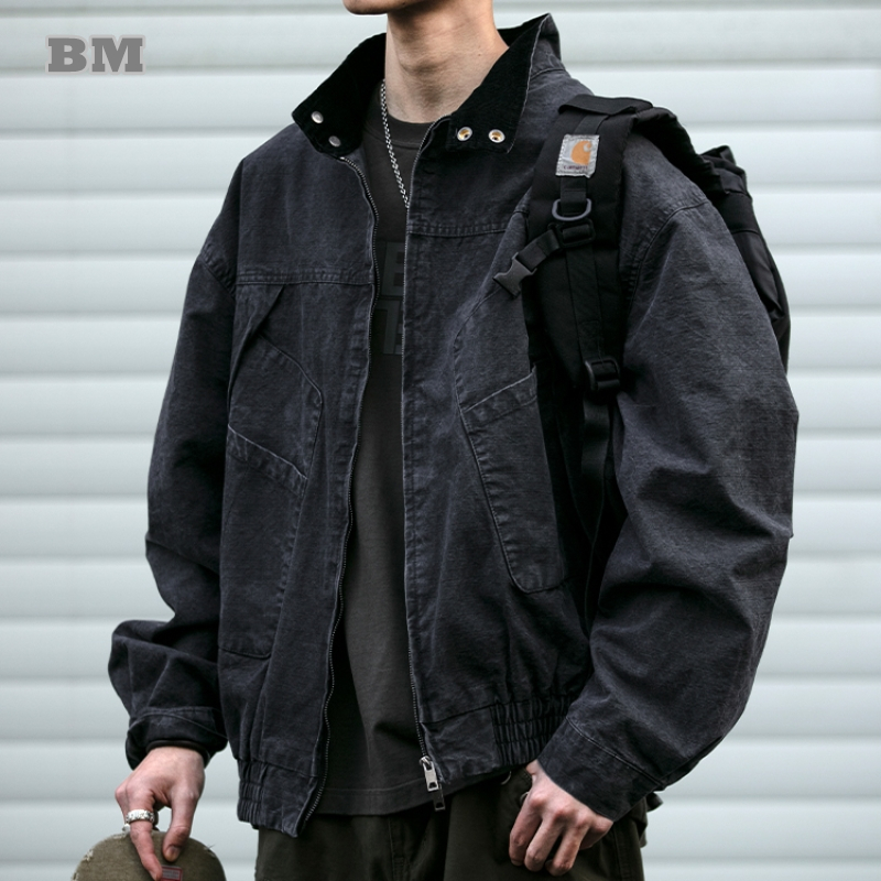 Haori Japanese Jacket - พรีเมี่ยมบุรุษ Workwear แจ็คเก็ต Vintage ล้างสไตล์ญี่ปุ่น Casual