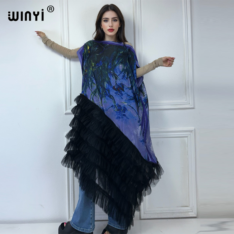 Kaftan Women Boho - WINYI Africa Clothing ชุดเดรสยาวสไตล์โบโฮพิมพ์ลายสำหรับผู้หญิงไซส์ใหญ่ แฟชั่นอาบายะหรูหราสไตล์ดูไบ 2024