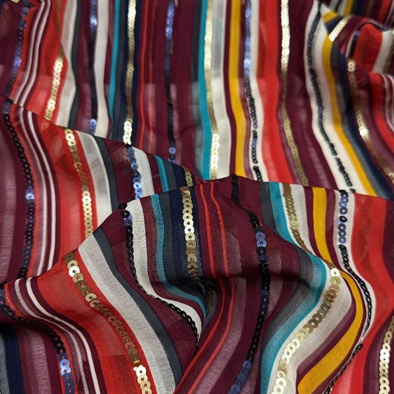 ผ้าปักลายทางหลากสีประดับเลื่อม - Ethnic Fashion Designers บทวิจารณ์และราคา