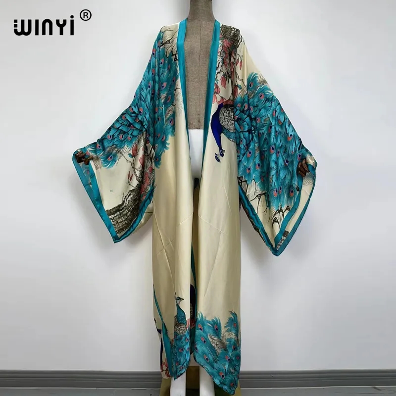 วินยี ชุดกิโมโนลายพิมพ์นกยูงสไ - Kaftan Women Boho บทวิจารณ์และราคา