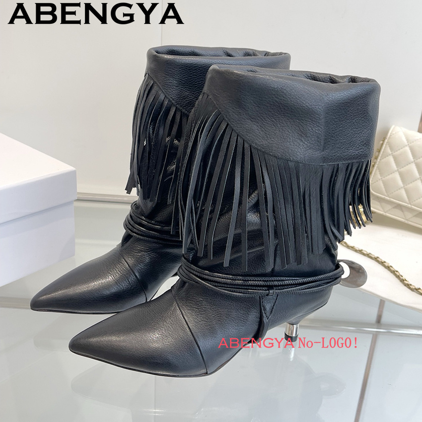รองเท้าบูทเชลซีหนังกลับแต่งพู่ - Ethnic Fashion For Women บทวิจารณ์และราคา