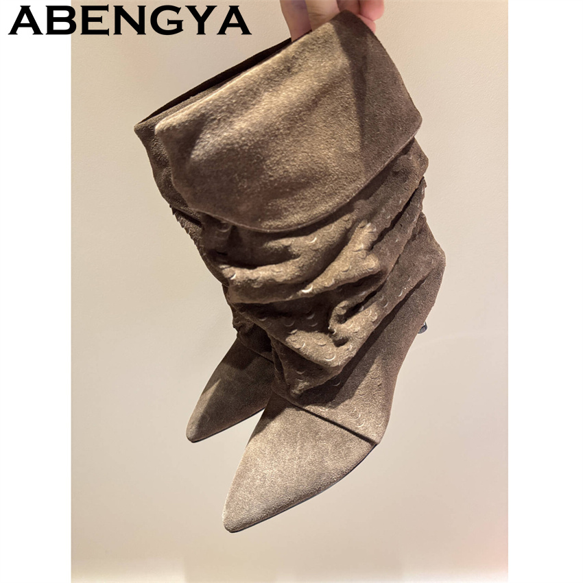 รองเท้าบูทสั้นระดับกลางน่องสำห - Ethnic Fashion For Women บทวิจารณ์และราคา