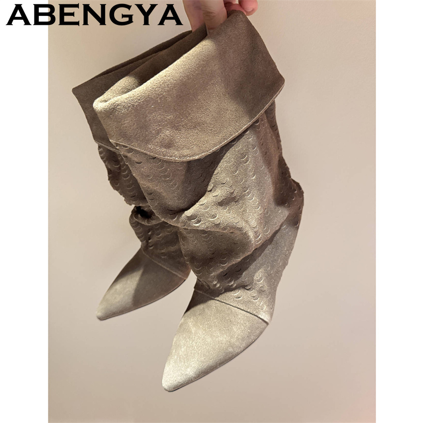 รองเท้าบูทสั้นระดับกลางน่องสำห - Ethnic Fashion For Women บทวิจารณ์และราคา