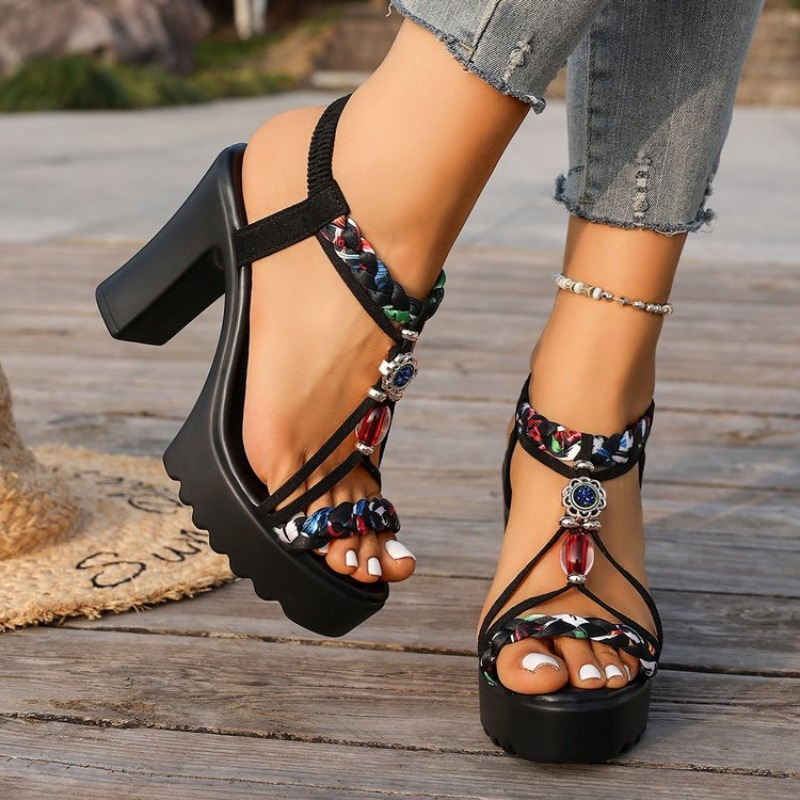 รองเท้าส้นหนาสไตล์ชาติพันธุ์สำ - Ethnic Fashion For Women บทวิจารณ์และราคา