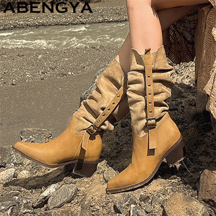 รองเท้าบูทคาวบอยสไตล์ตะวันตกสำ - Ethnic Fashion For Women บทวิจารณ์และราคา