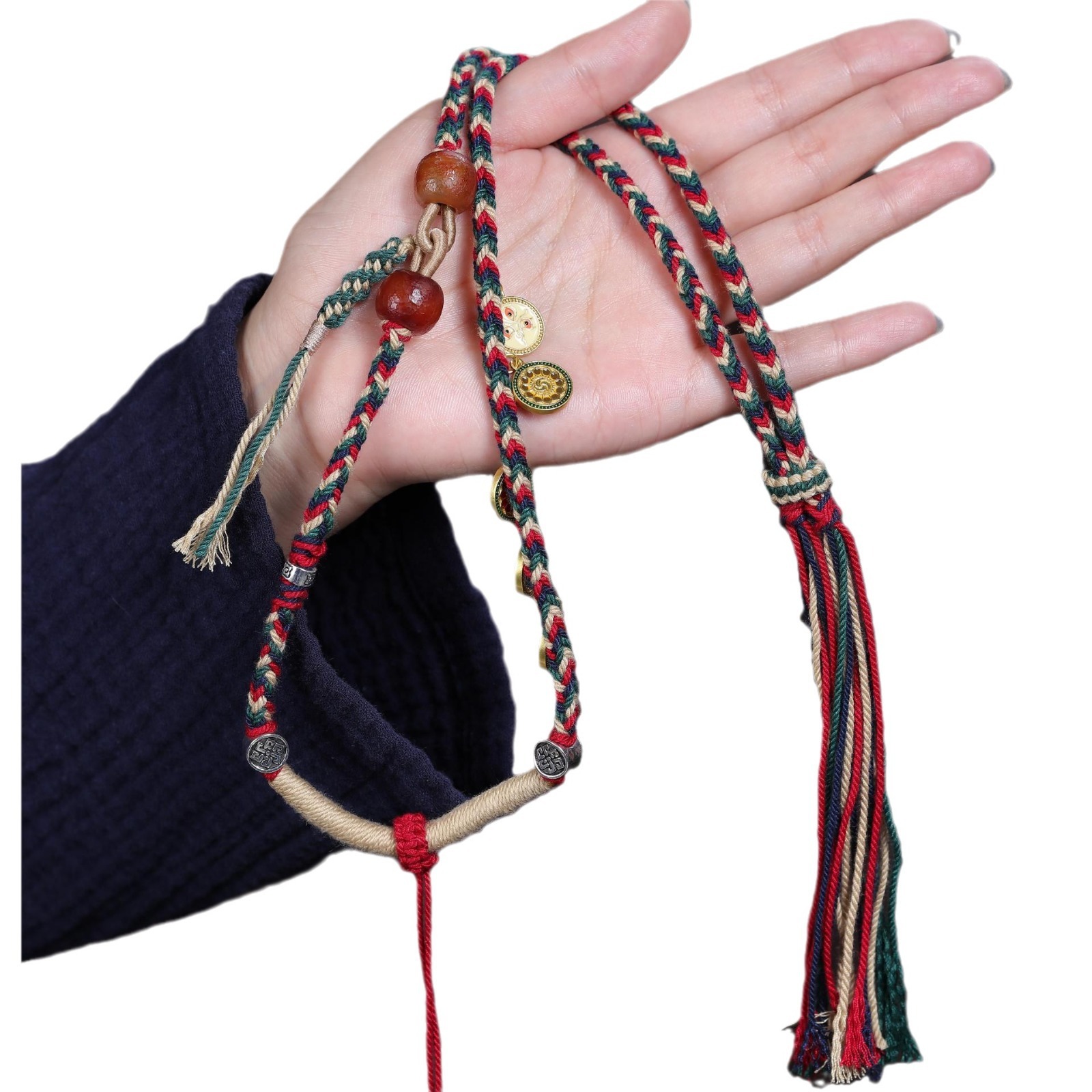 ทิเบตห้าทางจี้ที่มีสีสันแขวนทอ - Ethnic Fashion Way บทวิจารณ์และราคา