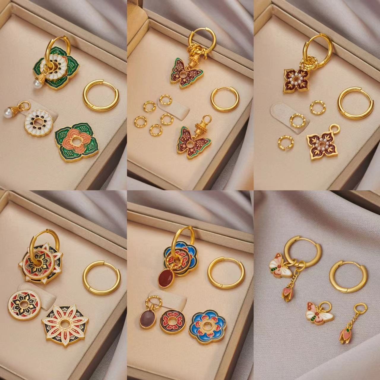 ต่างหูเคลือบสีสันสดใสสไตล์จีนว - Ethnic Fashion Way บทวิจารณ์และราคา