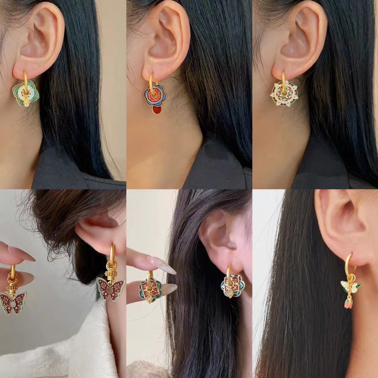 ต่างหูเคลือบสีสันสดใสสไตล์จีนว - Ethnic Fashion Way บทวิจารณ์และราคา