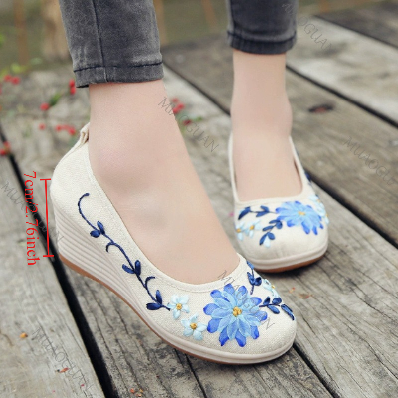 รองเท้าส้นเตารีดปักลายสำหรับผู - Ethnic Fashion For Women บทวิจารณ์และราคา