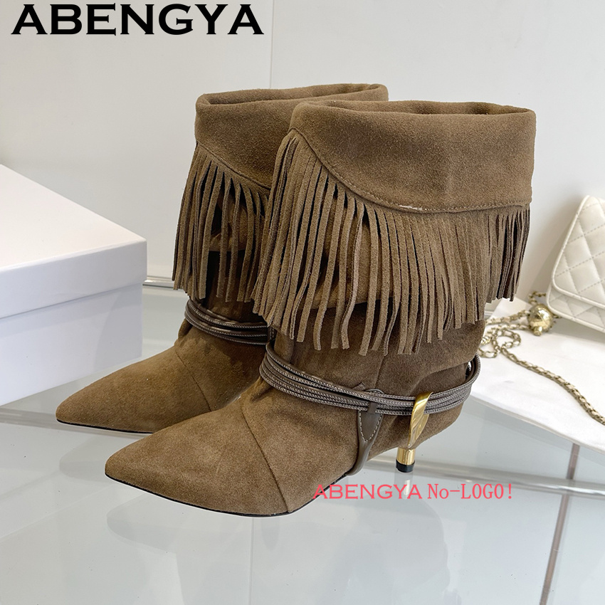 รองเท้าบูทส้นเตี้ยแบบมีพู่ห้อย - Ethnic Fashion Week บทวิจารณ์และราคา