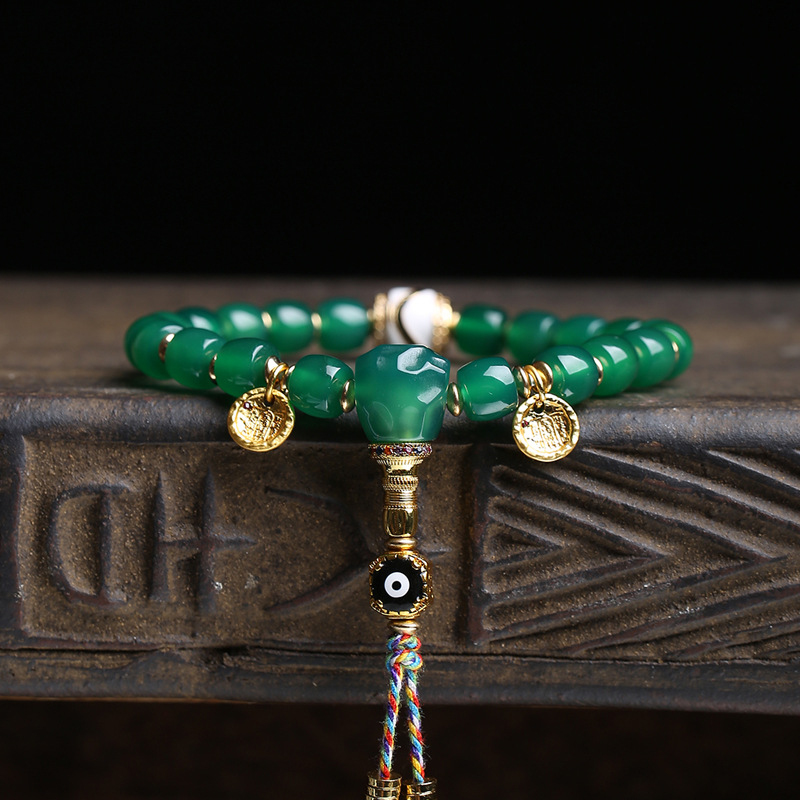 สร้อยข้อมือสีเขียวธรรมชาติประด - Ethnic Fashion Way บทวิจารณ์และราคา