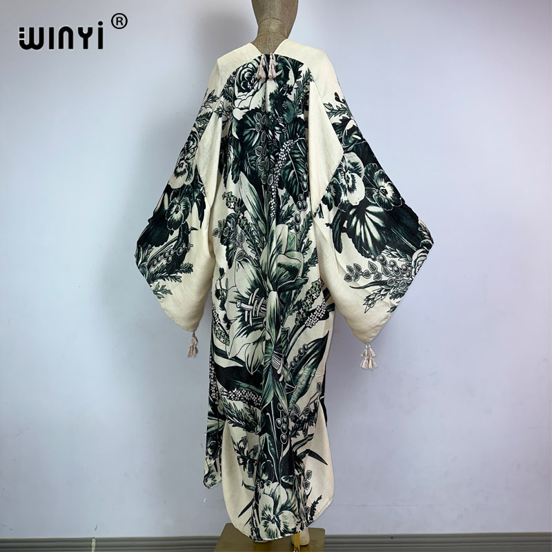 WINYI ชุดกิโมโนแอฟริกันลายพิมพ - Kaftan Women Boho บทวิจารณ์และราคา