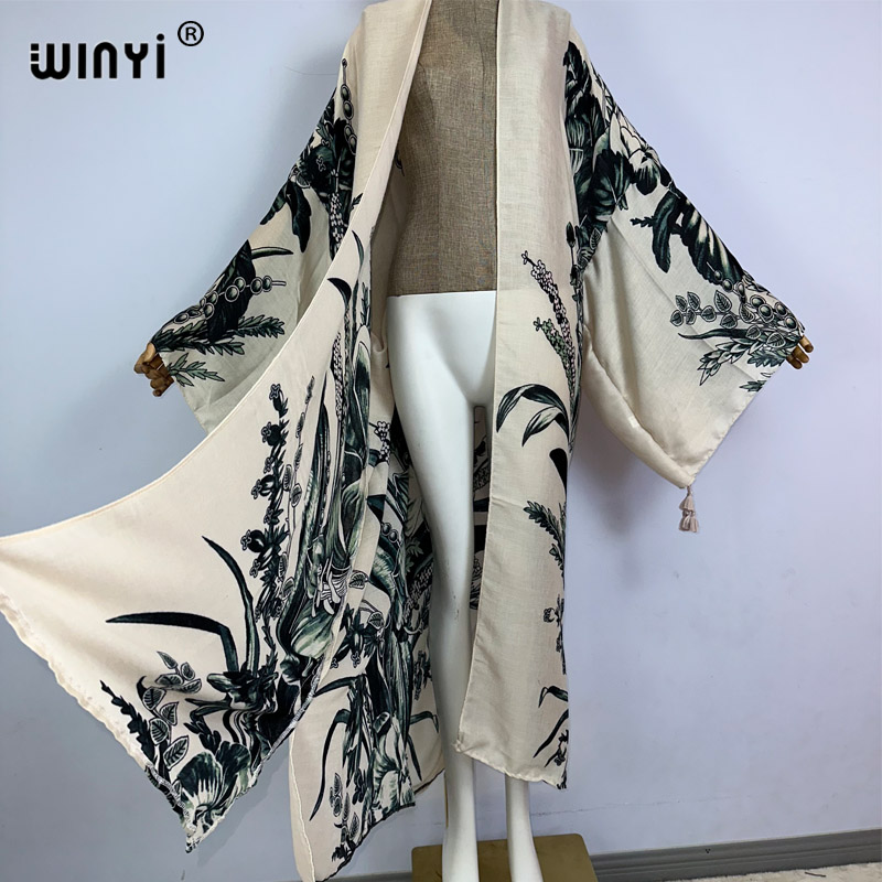 WINYI ชุดกิโมโนแอฟริกันลายพิมพ - Kaftan Women Boho บทวิจารณ์และราคา